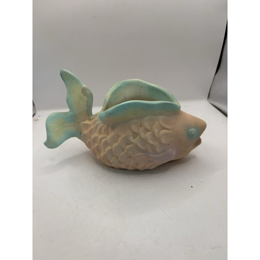 Vintage Pottery Ceramic Pastel Fish Planter READ